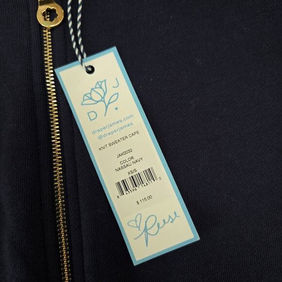 Draper James Knit Sweater Cape NWT XS/S In Navy MSRP $115+ - Picture 4 of 7